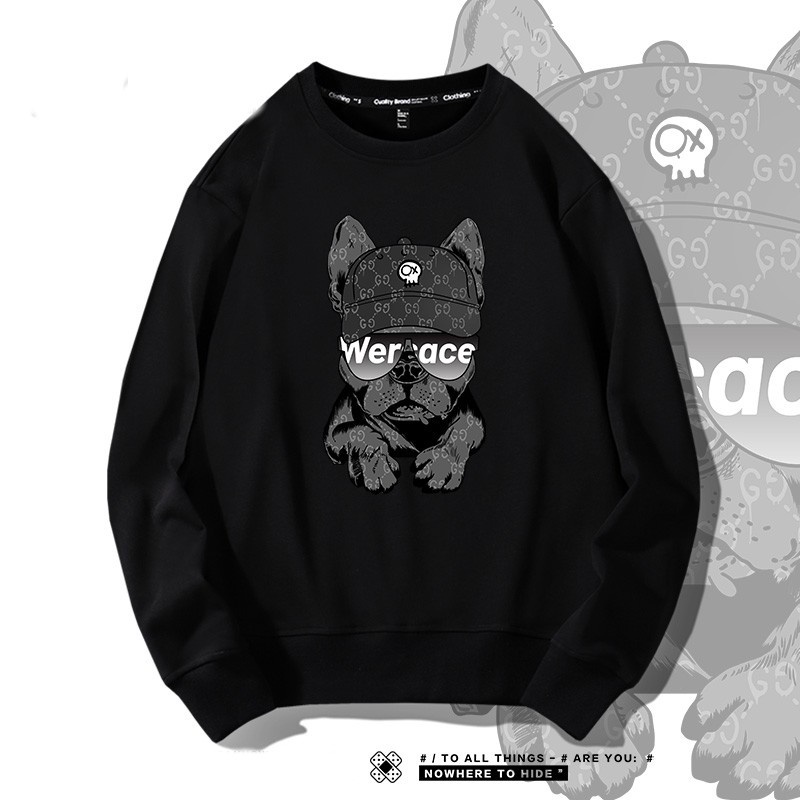 Áo Sweater HappyFamily Form Rộng In Hình Chú Chó Pug We'r Ace Cotton 100 Cao Cấp