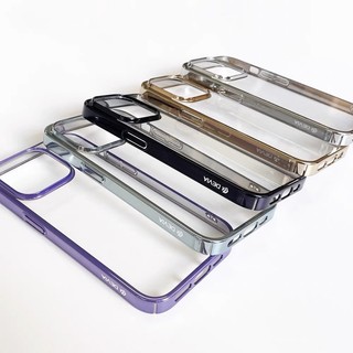 Ốp DEVIA trong suốt viền màu sáng bóng cho iPhone 14/14Max/14Pro/14ProMax