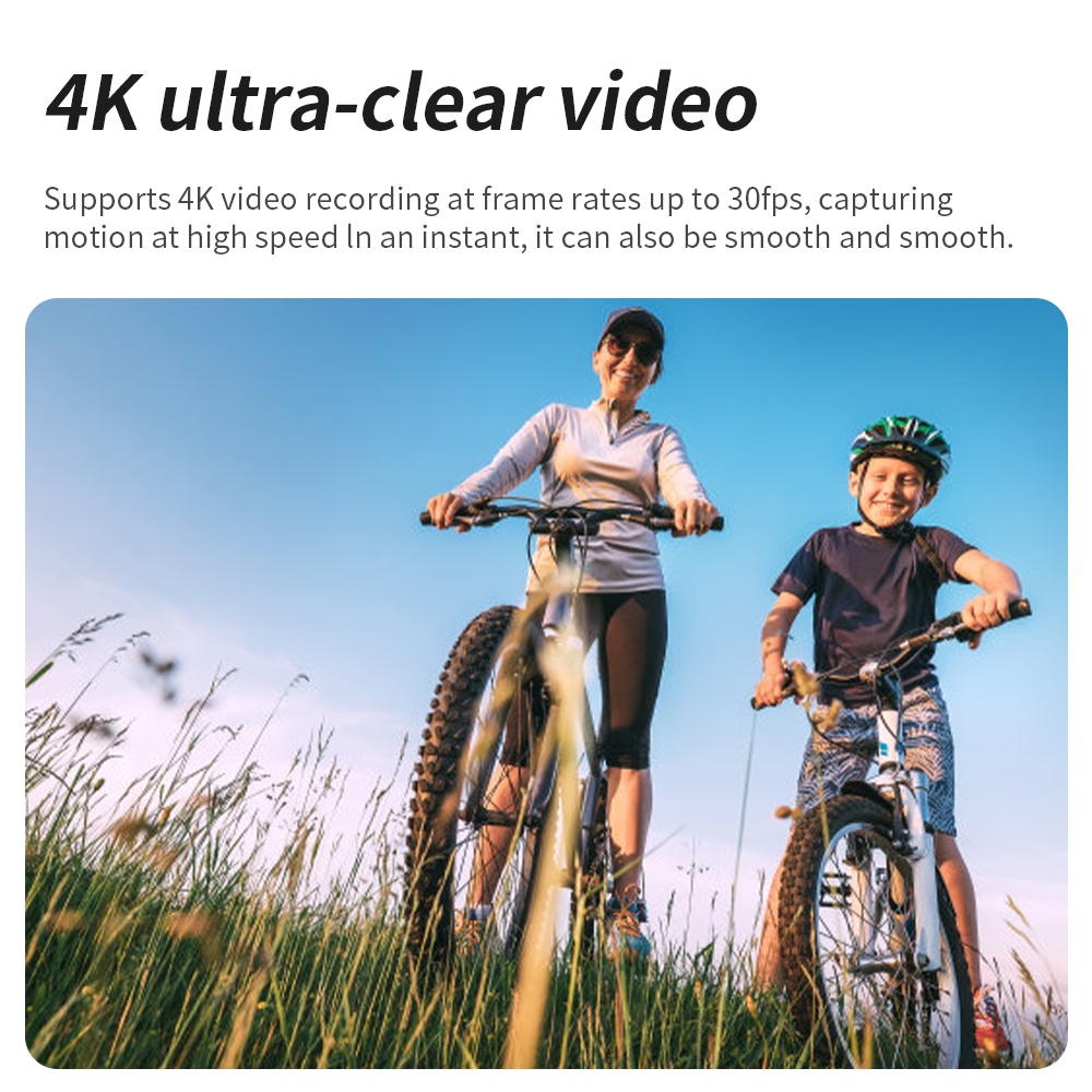 Ảnh Camera hành động thể thao EKLEVA 4K Pocket Cam 1.3 "Màn hình LCD HD 270° Camera thể thao Wifi có thể xoay 30FPS có vỏ chống nước cho mũ bảo hiểm 4