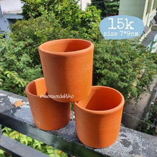 Combo 2 chậu đất nung đỏ hình trụ trồng Sen và Xương Rồng size 8x8cm MẦM NẮNG GARDEN lỗi 1 đền 1