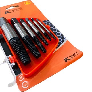 Bộ tháo bu lông ốc vít gãy 6 cây K-3688 (3-22mm) hãng Kapusi, Bh 12 tháng, Xử lý bu lông gãy chìm, ốc vít han, toét đầu
