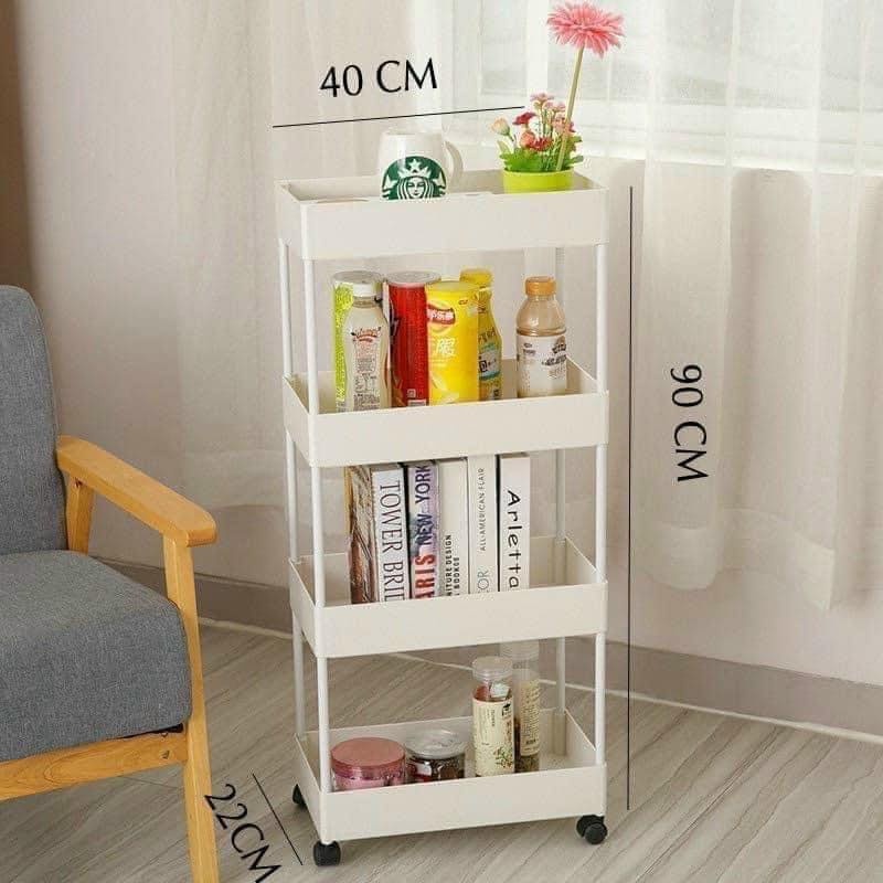 Kệ đa năng 4 tầng có bánh xe Kệ nhựa 3 tầng, 4 tầng để đồ phòng tắm nhà bếp Kệ lắp ghép dựng mỹ phẩm, spa