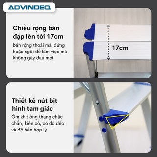Thang nhôm gấp gọn chữ A ADVINDEQ ADL806 4 bậc - 5 bậc - 6 bậc - Tải trọng 150kg - Đế cao su