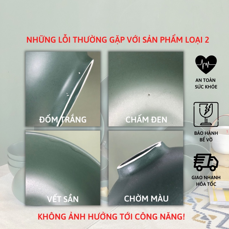Bát Cơm Men Lì Xanh Cổ Vịt (hàng loại 2)  - Sứ Dílo
