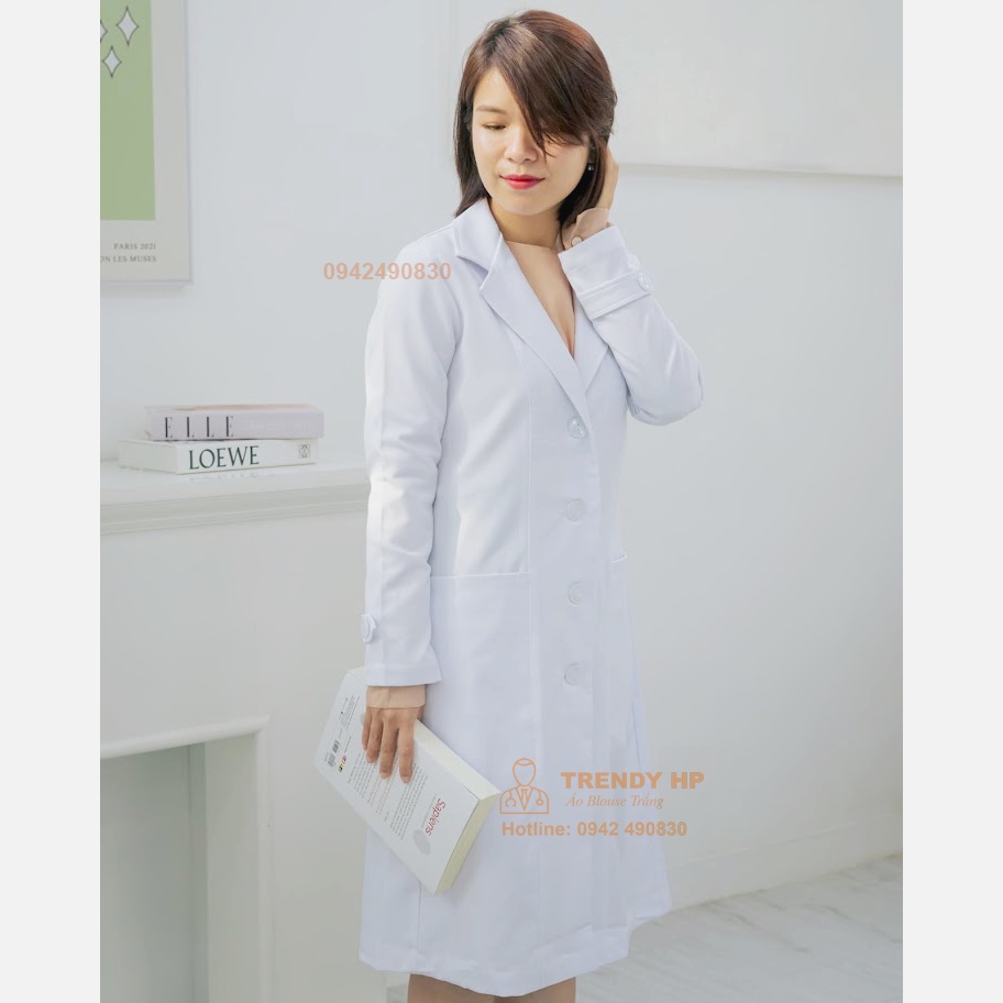 Áo Blouse Trắng Nữ Dài Tay Áo Blouse Bác Sĩ, Dược Sĩ, Phòng Thí Nghiệm |  Shopee Việt Nam