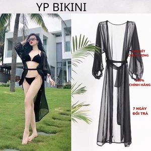 BIKINI _ ÁO khoác choàng voan đi biển dáng dài tay dài bồng siêu đẹp