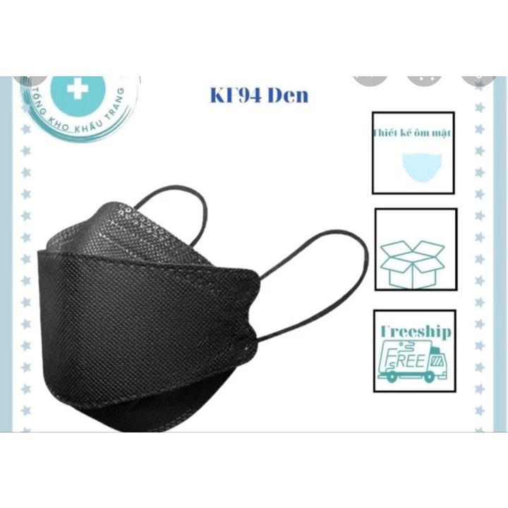 Bán Sỉ thùng 300 chiếc Khẩu Trang Kf94 ĐEN khẩu trang 4D ĐEN