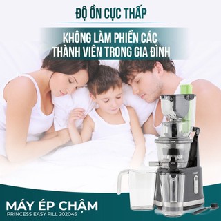 Máy ép chậm Princess Easy Fill 202045 Hà Lan, Ép kiệt bã đến 99,97% chất dinh dưỡng - Hàng chính hãng bảo hành 36 tháng