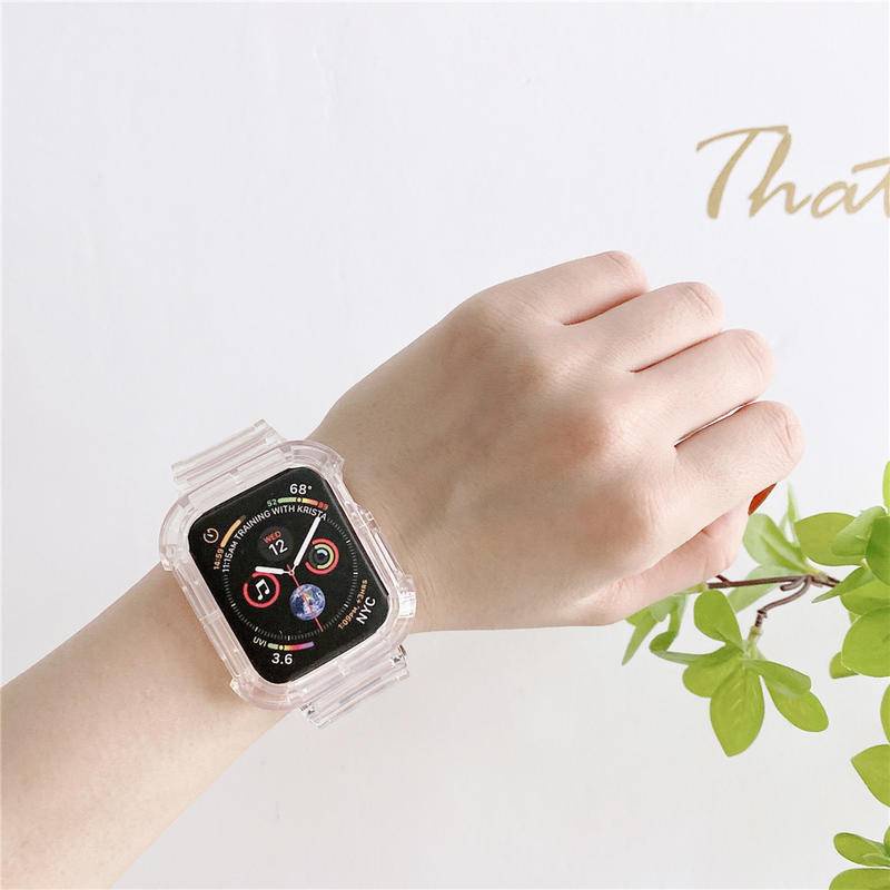 Dây Đeo Thể Thao Cho Apple Watch Ultra Series 9 8 7 6 5 4 3 2 1 SE2 Dây Đeo Trong Suốt Silicon Cho iWatch 49mm 45mm 41mm 44mm 42mm 40mm 38mm
