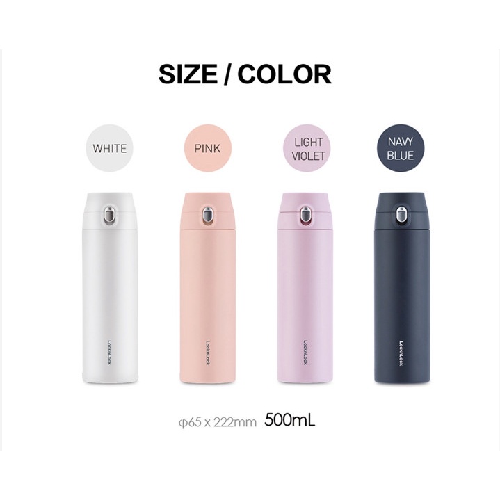Bình giữ nhiệt LocknLock 500ml Featherlight One Touch Tumbler LHC3257 , mở nắp một chạm - K-MALL