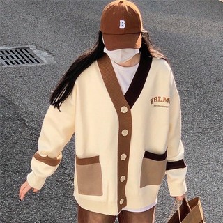 Áo Khoác Cardigan Viền Xanh Nâu FRMLK Form Rộng