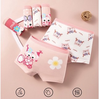 [T11 Hàng mới] 4 quần chip cho bé gái, quần lót cotton trẻ em Maruka Fashion họa tiết sóc chuột đáng yêu