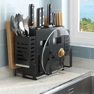 Bộ sản phẩm Giá Kệ để dao thớt gồm 2 ống đũa và khay hứng nước-Thép chống gỉ sơn 5 lớp