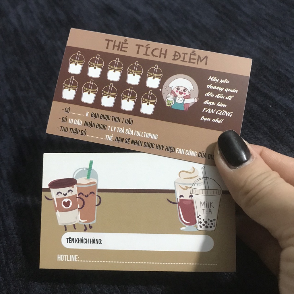 THẺ TÍCH ĐIỂM TRÀ SỮA - CARD TÍCH ĐIỂM COFFEE- PHIẾU TÍCH ĐIỂM
