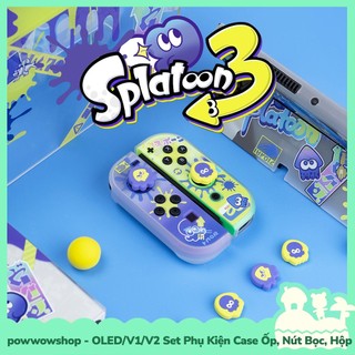 [Sẵn VN - Hỏa Tốc] Oled/V1/V2 Set Phụ Kiện Case Ốp, Nút Bọc, Hộp Băng Dành Cho Nintendo Switch Splatoon 3 Transparent