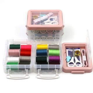 Hộp kim chỉ may vá mini 3 tầng 20 món tiện lợi cho gia đình kèm kéo, thước, xỏ kim #A130