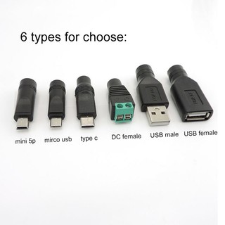 Cáp Chuyển Đổi usb Sang dc 5v 9v 12v usb type a mini 5pin type c 5.5x2.1mm