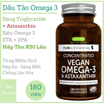 Dầu Tảo Biển Omega 3 - 180 viên - Chống Lão Hóa - Tốt Cho Mắt - Dầu Cá - Vegan Omega 3 - Algae Oil - FreshField