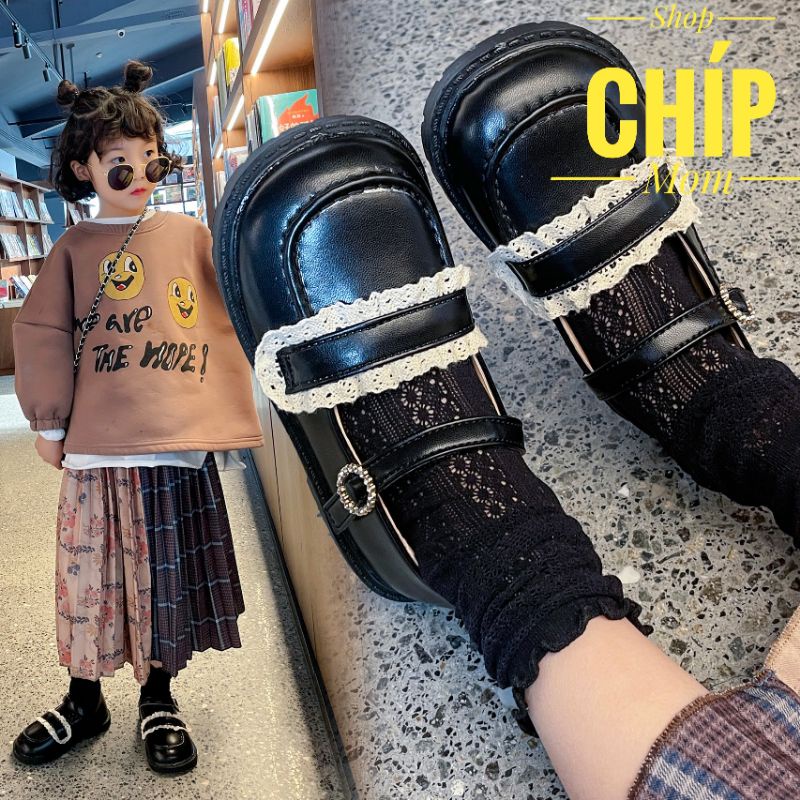 giày búp bê bé gái giày bệt cho bé kiểu dáng hàn quốc ren siêu đẹp da mềm đế tròn không đau chân full hộp 819