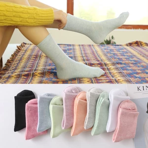 Tất nhún cổ cao vớ cổ thấp phong cách Vintage Hàn Quốc màu pastel cá tính chất cotton mềm hàng xuất dư giá rẻ ABICA T102
