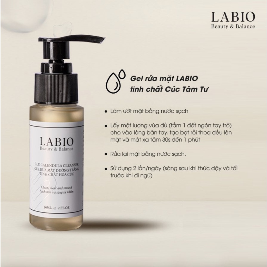 Ảnh Gel Rửa Mặt LABIO Tinh Chất Cúc Tâm Tư 60ml - Sạch Sâu, Kiềm Dầu, Ngừa Mụn Với Kẽm PCA 1
