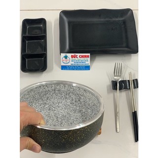 Thố đá  bát đá giu nhiêt kèm đế gỗ phở bát đá