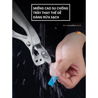 Dụng cụ kẹp gắp đồ nóng nox 304 đa năng  với mút silicon chống trơn trượt - dụng cụ khui bia