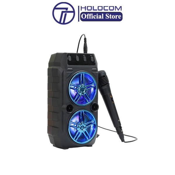 Loa Bluetooth Mini HOLOCOM CL97 Kèm Micro Hát Karaoke Âm Thanh To Bass Ấm - Đèn Led Cực Đẹp -  Có Cổng USB Thẻ Nhớ AUX