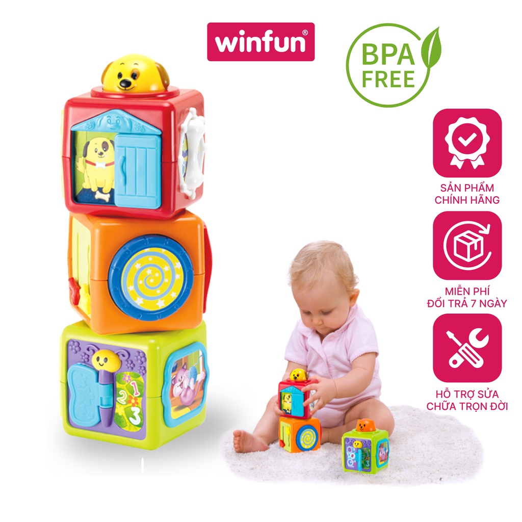 Đồ chơi xếp hình khối nhận biết màu sắc hình thú cưng Winfun 0613 - đồ chơi phát triển tư duy logic và hình ảnh cho bé