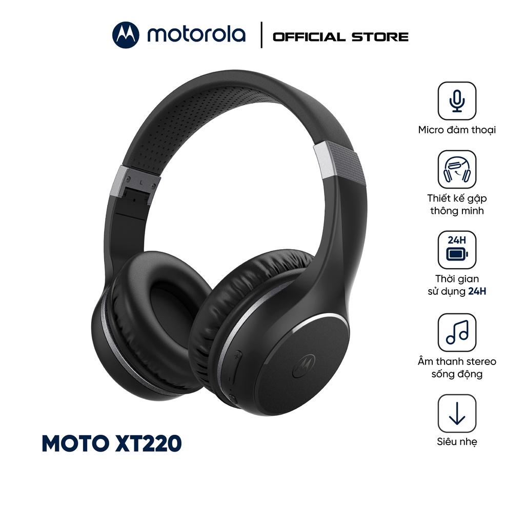 Tai nghe chụp tai Bluetooth Motorola MOTOXT220- 24h sử dụng- Noise Isolation- jack 3.5mm