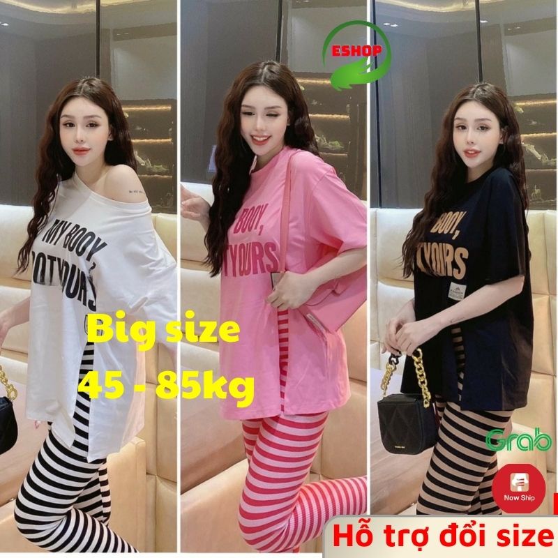 Đồ Bộ Nữ Bigsize ESHOP Quần Dài Legging Ôm Thun Gân Co Giãn Mặc Nhà Đi Chơi Ngủ Đẹp Dễ Thương DB08