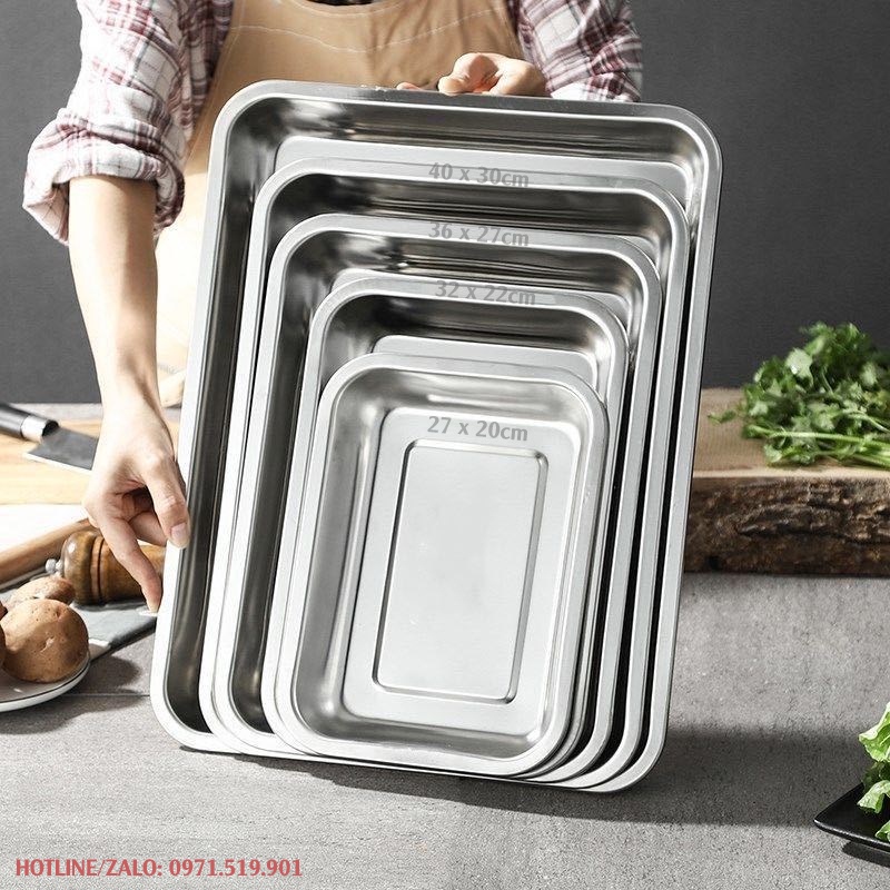 Khay inox cao cấp nhiều kích cỡ sâu 4.8cm | Shopee Việt Nam