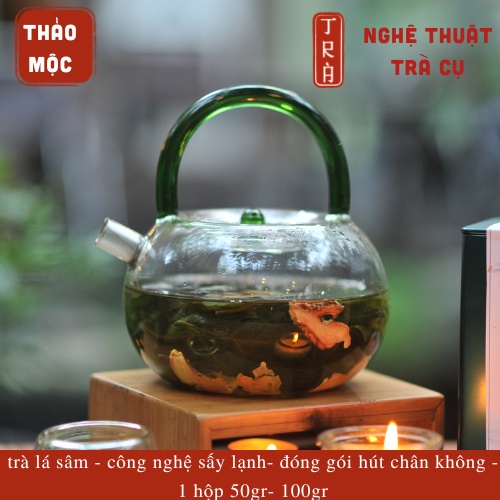 Trà lá sâm ngọc linh sấy lạnh hút chân không hộp thiếc sang trọng 50gr -100gr