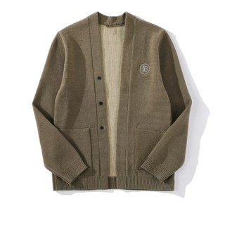 Hàn Quốc Thường Ngày Màu Trơn Áo Len Dài Tay Cardigan Nam Hợp Thời Trang Thu Đông Thẳng Hợp Thời Trang Cardigan Thanh Niên Phổ Biến Mồ Hôi