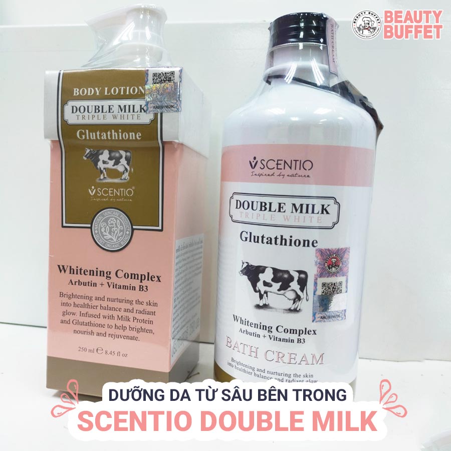 Ảnh Combo Sữa tắm 350ml và Dưỡng thể trắng da 250ml Scentio Double Milk Triple White 4