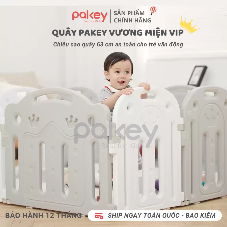 Quây Cũi Nhựa PAKEY Crown Nhật Bản 2026 Tặng Cột Bóng Rổ+ Thảm + 100 Bóng - Quây Nhựa Nguyên Sinh An Toàn Cho Bé