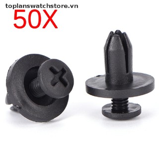 Bộ 50 Đinh Tán Nhựa 6Mm Đen Cho Ô Tô