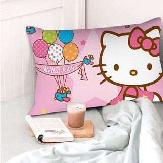 Vỏ gối Hello Kitty in 1 mặt polyester hình chữ nhật, vỏ đệm trang trí ô tô/sofa (không kèm ruột gối)