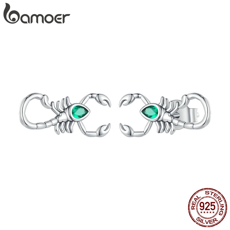 Bamoer Bông Tai bạc 925 Đính Đá zircon Xanh