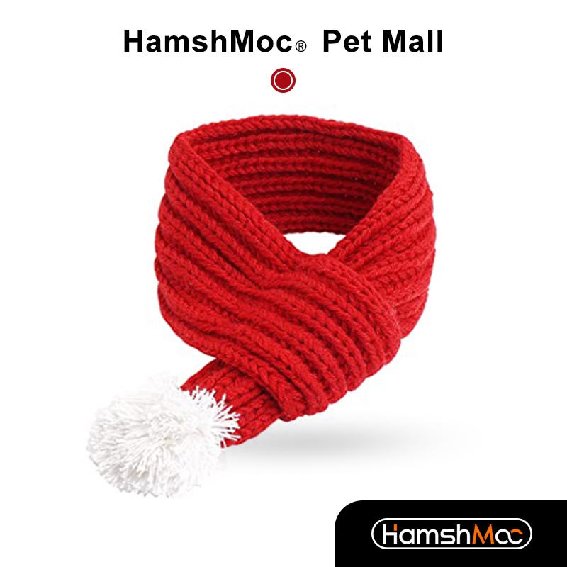 HamshMoc Mềm Thú Cưng Khăn Giáng Sinh Dệt Kim Chó Santa Khăn Có Pompon Trang Phục Thú Cưng Dễ Thương Ông Già Noel Trang Phục Cho Chó Nhỏ Mèo Con Đồ Dùng Giáng Sinh