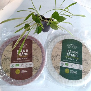 Bánh tráng gạo trắng, gạo lứt hữu cơ Hoa Sữa/ Hasabio 200g