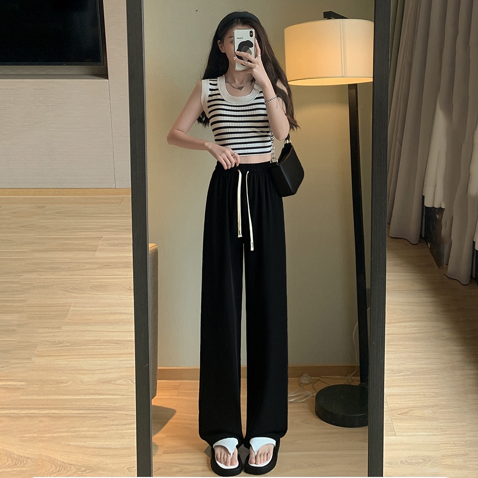 Quần Suông Dài Ống Rộng Thun Lưng Cao Dây To Loại Vải Tăm Đẹp 104