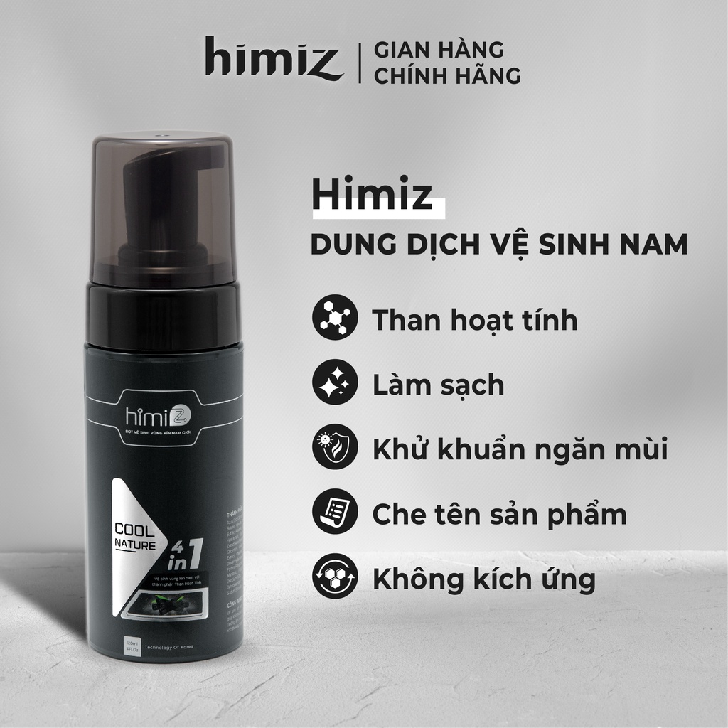 [SET 4] Dung dịch vệ sinh nam Himiz Cool Nature tạo bọt hương bạc hà khử mùi hiệu quả 120ml