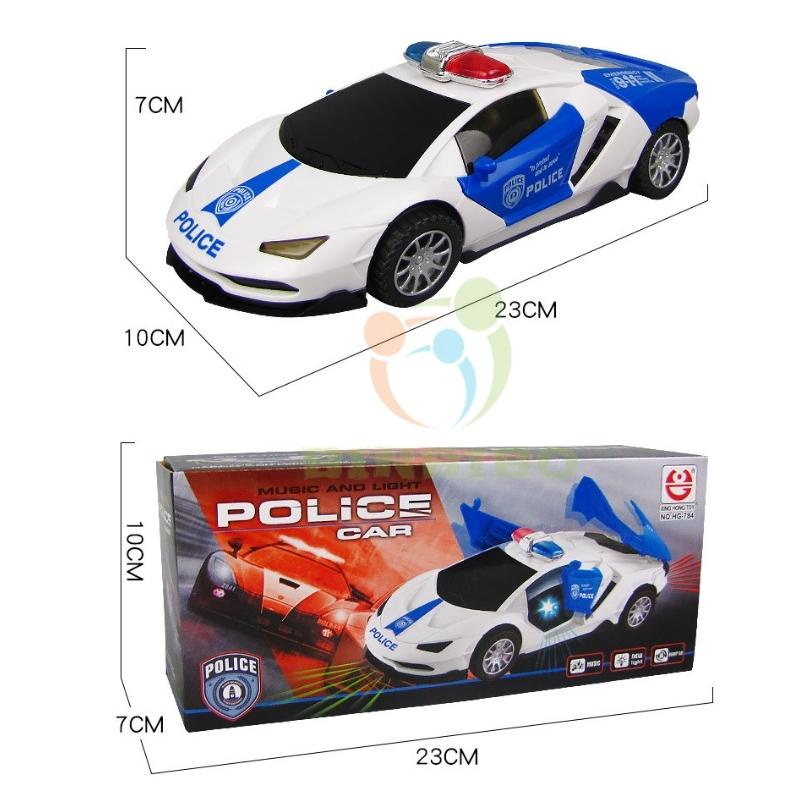 Ô tô đồ chơi xe cảnh sát xoay 360 tự động đánh lái có đèn có nhạc cực đẹp - Binbibo