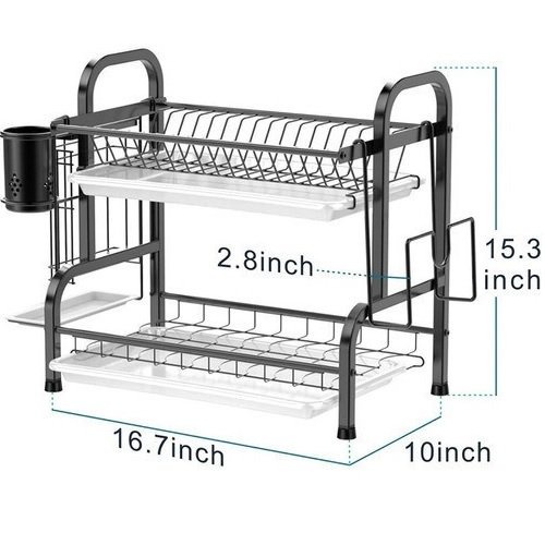 Giá để bát đĩa sinh viên, kệ chạn úp chén, kèm ống đũa đa năng và 2 khay hứng nước