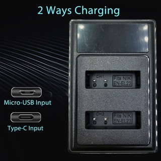 Bộ Sạc Pin USB Kép EN-EL23 LCD Cho Máy Ảnh Nikon COOLPIX B700 P900S P900 P610S P610 P600 S810C
