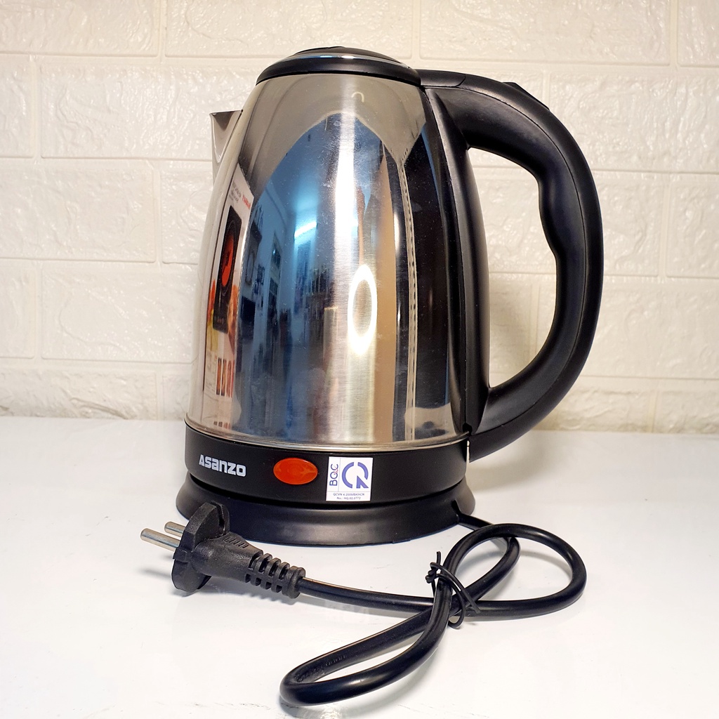 Ấm Đun Siêu Tốc Inox Asanzo 1.8 Lít SK-1800, Công Suất 1500W Đun Sôi Nhanh( Hàng Chính Hãng)
