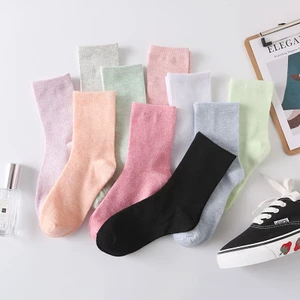 Tất vớ cổ cao nữ nam trơn phong cách Vintage Hàn Quốc chất cotton co giãn hàng xuất dư thời trang cháy phố HANASO T102