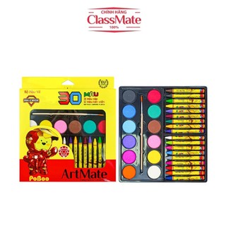 Bộ Sáp Màu Và Màu Nước CLASSMATE 20-30 Màu, Bám Giấy Tốt Cho Bé Tập Tô CW101/102