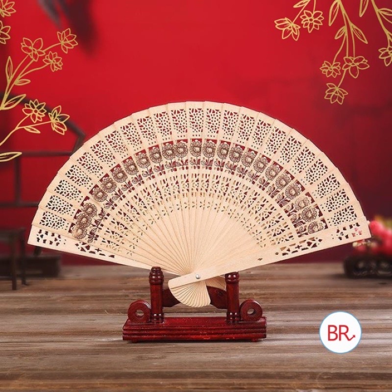 Quạt gỗ tre cầm tay phong cách Trung Hoa cổ trang cosplay trang trí nhà ...
